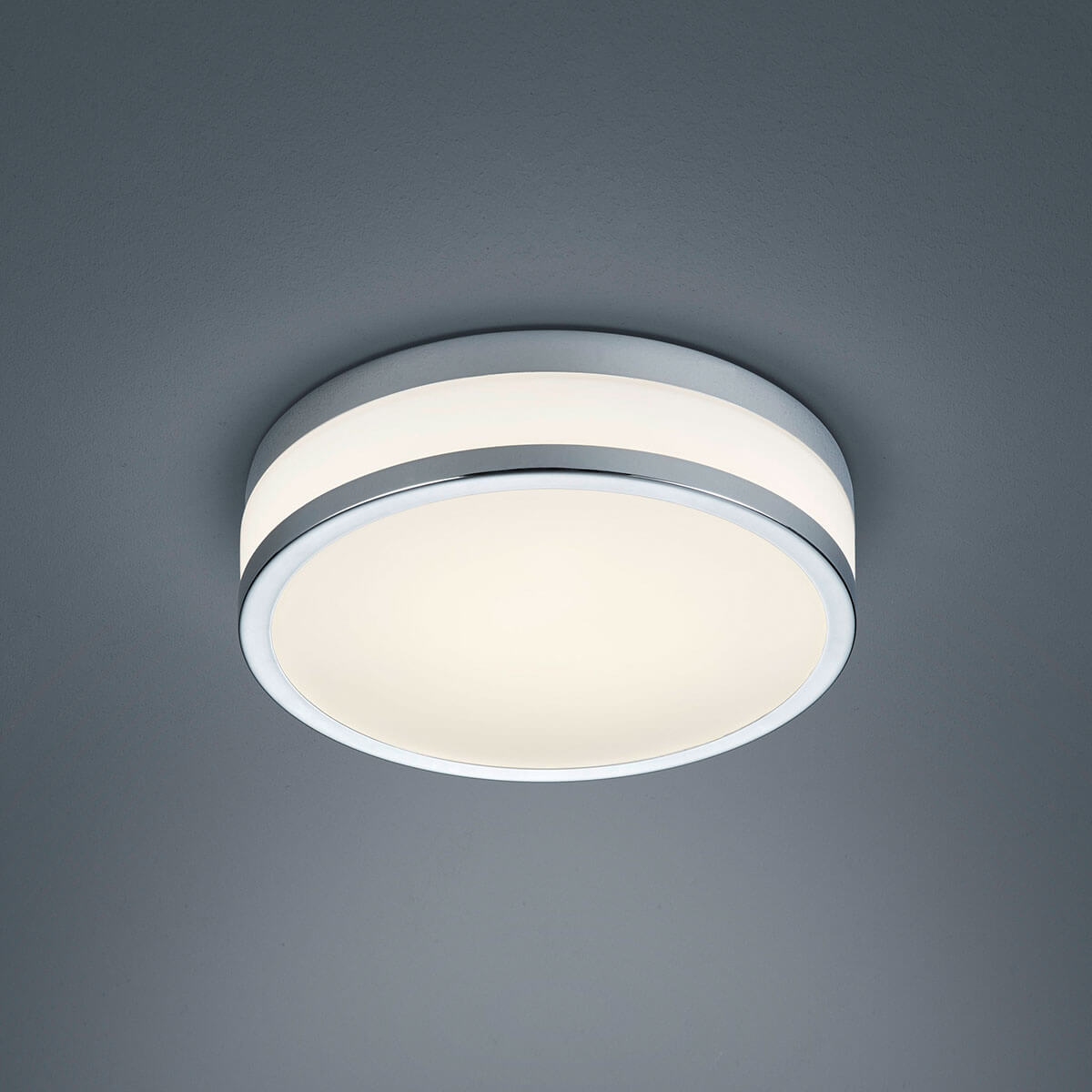 Helestra Zelo LED Deckenleuchte, rund, Ø: 29 cm, Chrom / Opalglas