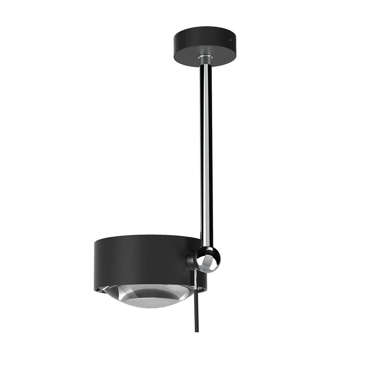 Top Light Puk Maxx Side Single Ceiling LED Deckenleuchte, 20 cm, Gehäuse, schwarz matt / Chrom, mit Linse klar / Glas satiniert (nicht inbegriffen)
