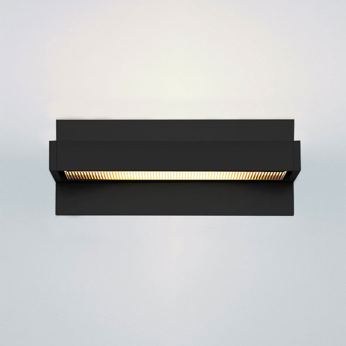Serien.lighting SML² 300 Wall LED, schwarz lackiert, Gläser: satinée / Raster, mit SML² 300 Wall Wandabdeckung, schwarz lackiert