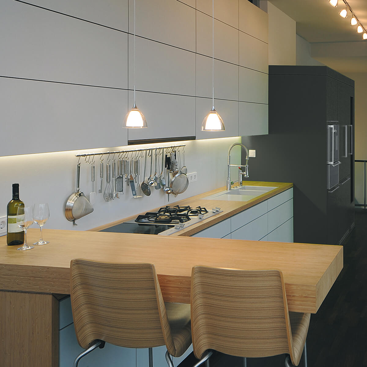 Bruck Duolare Silva Down Ø: 16 cm Fassung: Chrom matt Pendelleuchte, Glas: klar