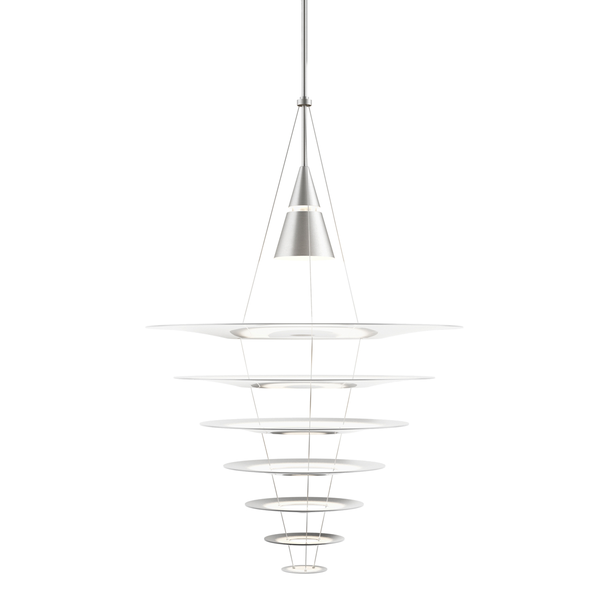 Louis Poulsen Enigma 825 LED Pendelleuchte, Alu gebürstet / Acryl weiß