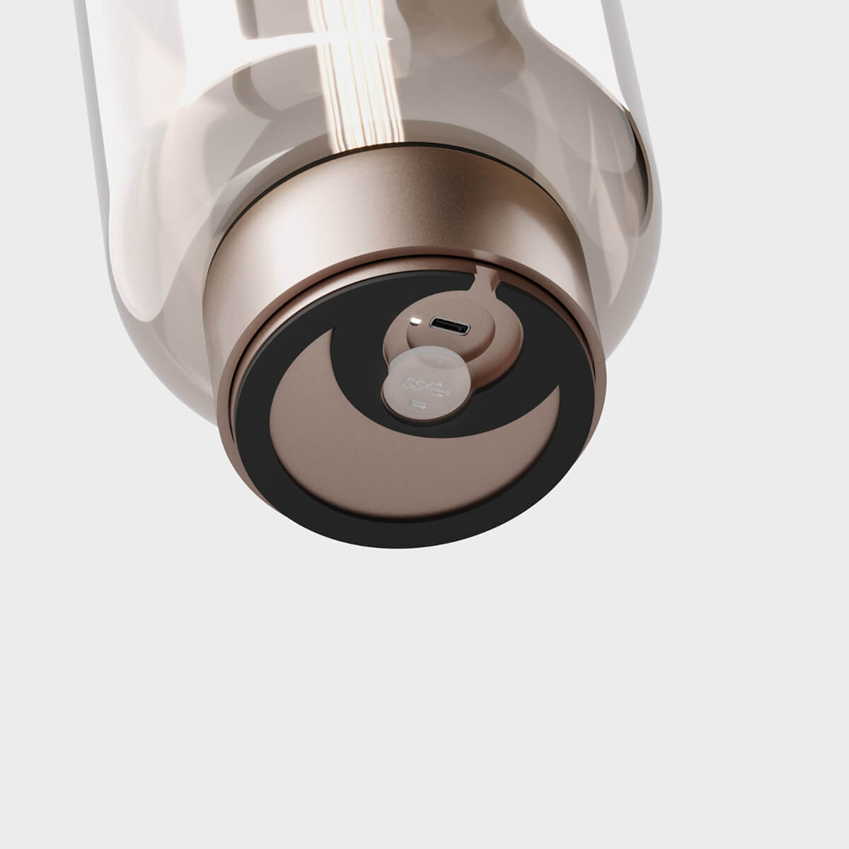 IP44.DE Qu LED Akkuleuchte, bright bronze (Bronze), Glas: Amber, USB-C Ladeport unter dem Sockel