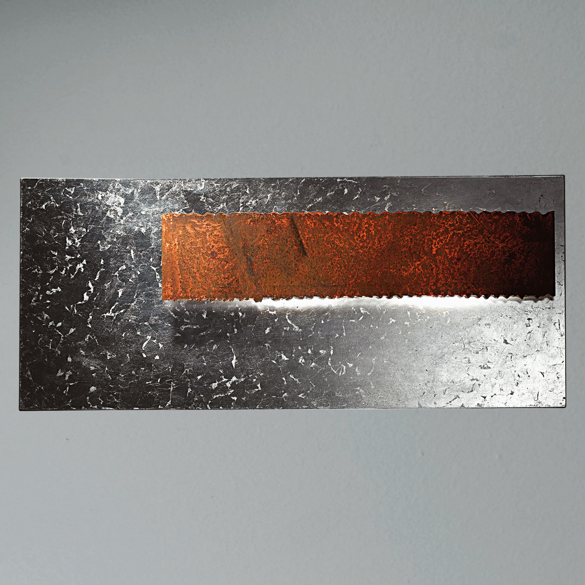 Icone Piastra RM LED Wandleuchte, 35 x 80 cm, Blattsilber / Rost