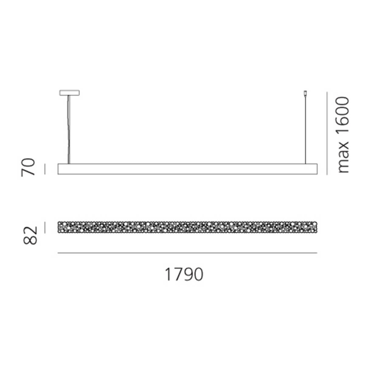 Artemide Calipso Linear LED Sospensione, App-kompatibel, Länge: 179 cm, Maßzeichnung