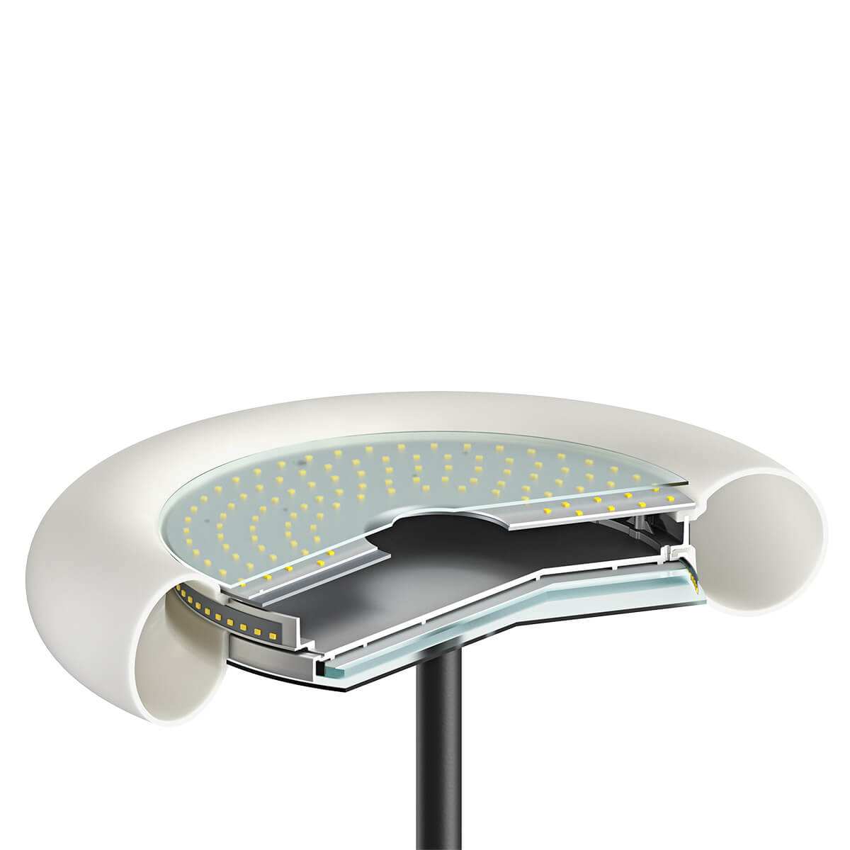 Belux Oto-10 LED Stehleuchte, Multisens, schwarz matt, Leuchtenkopf