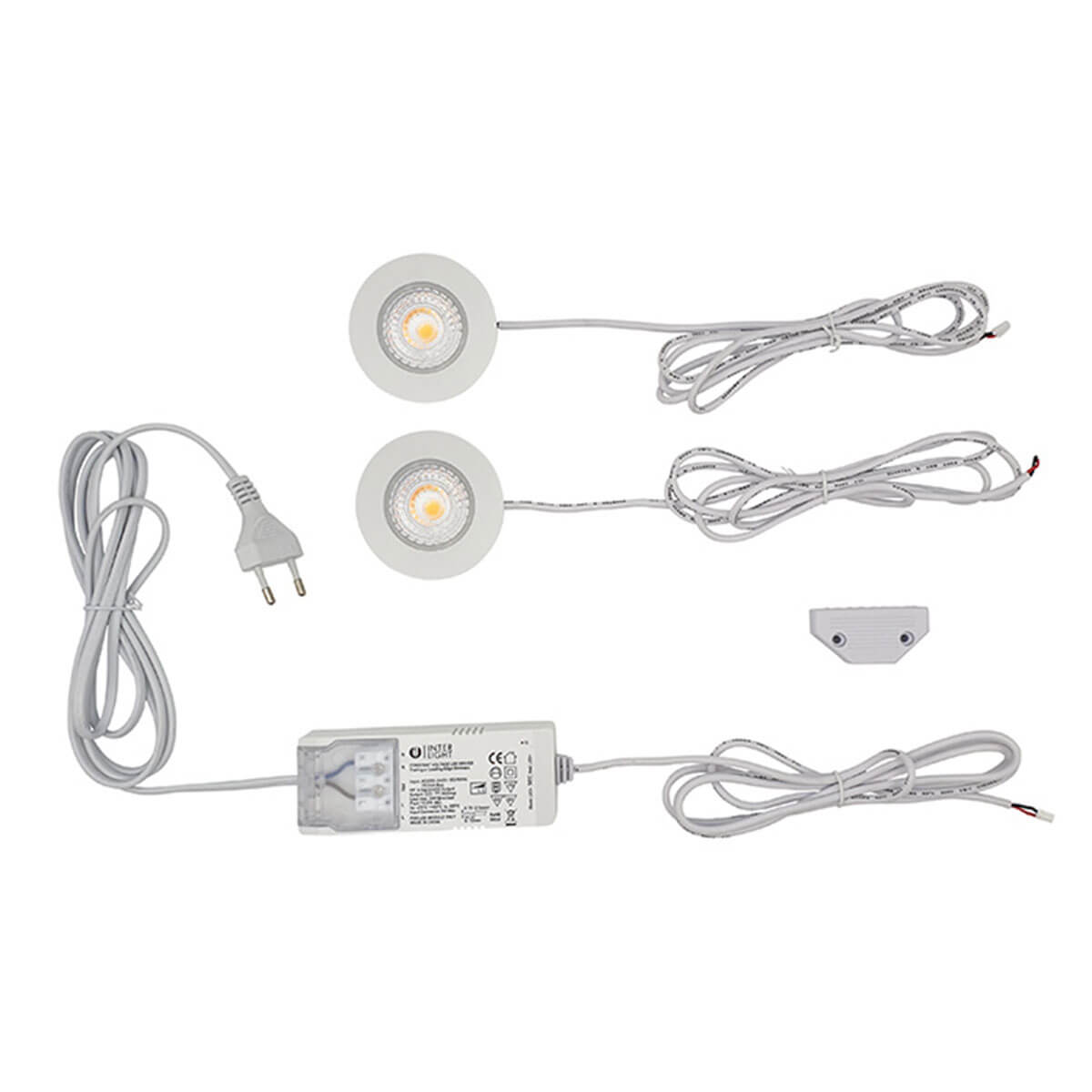 Interlight Cabiled Downlight LED Möbeleinbaustrahler, 2er-Set, weiß