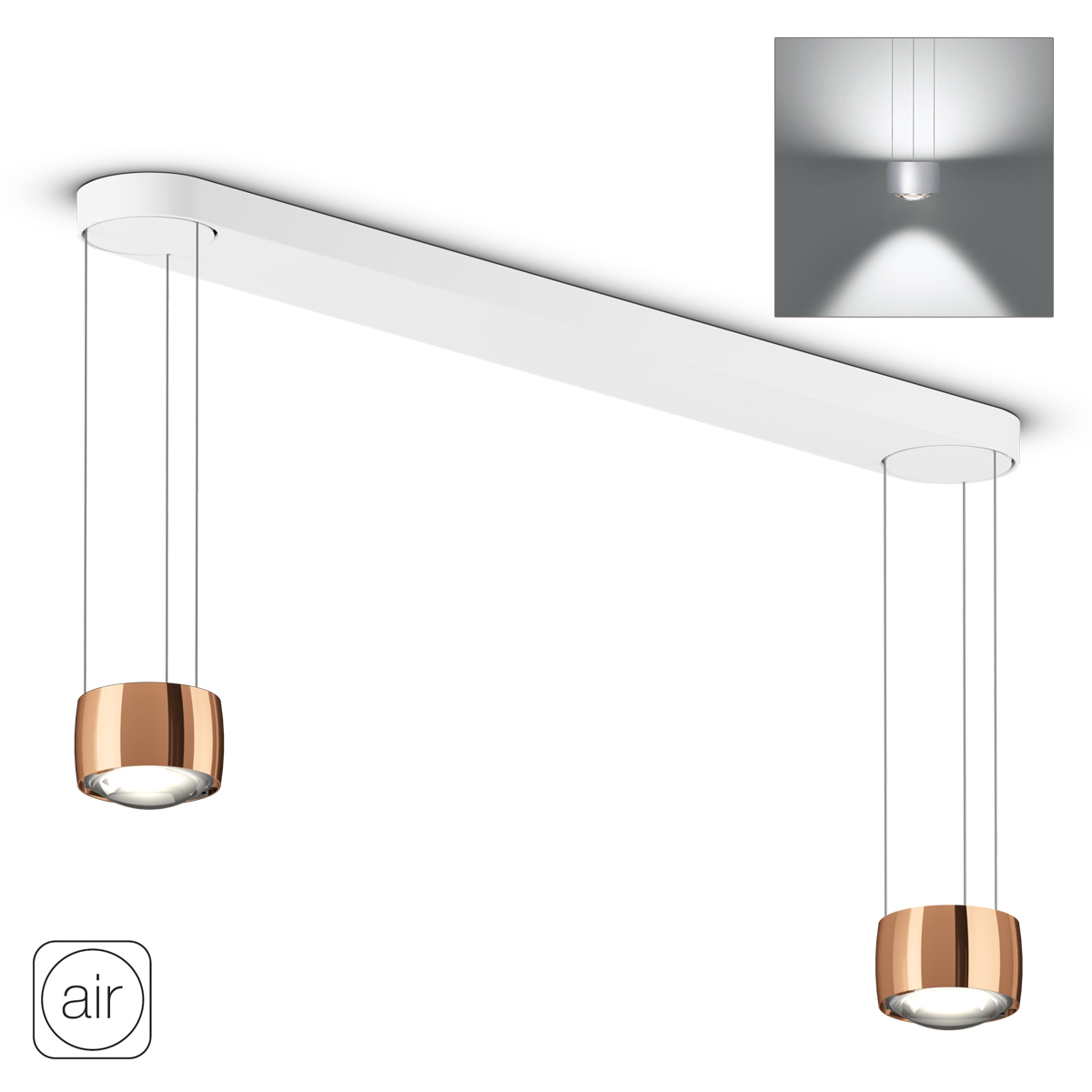 Occhio Sento E sospeso due up "air" LED Pendelleuchte, 2700 K, variabel, Roségold