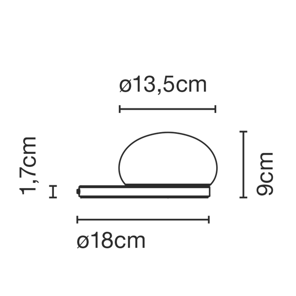 Marset Bolita LED Tischleuchte, Maßzeichnung