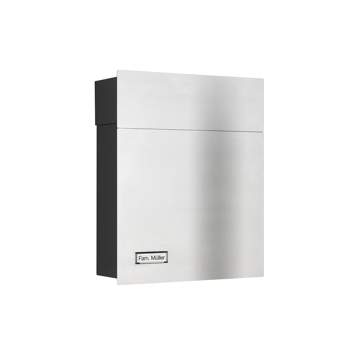 LCD Außenleuchten 3010/3011 Briefkasten, Edelstahl/schwarz, mit Namensschild, geschlossen