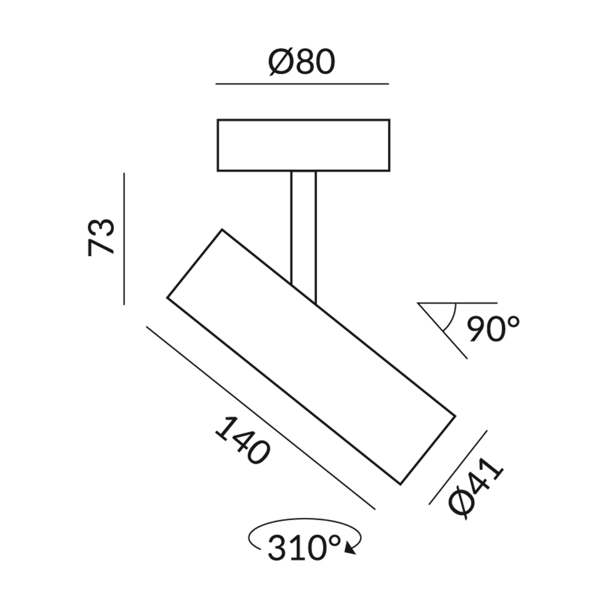 Bruck Swap Spot LV C LED Deckenaufbaustrahler, Maßzeichnung