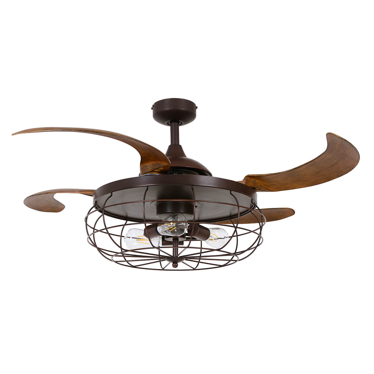 Beacon Lighting Fanaway Industri Deckenventilator mit Licht, Bronze matt, Flügel: Koa-Holz