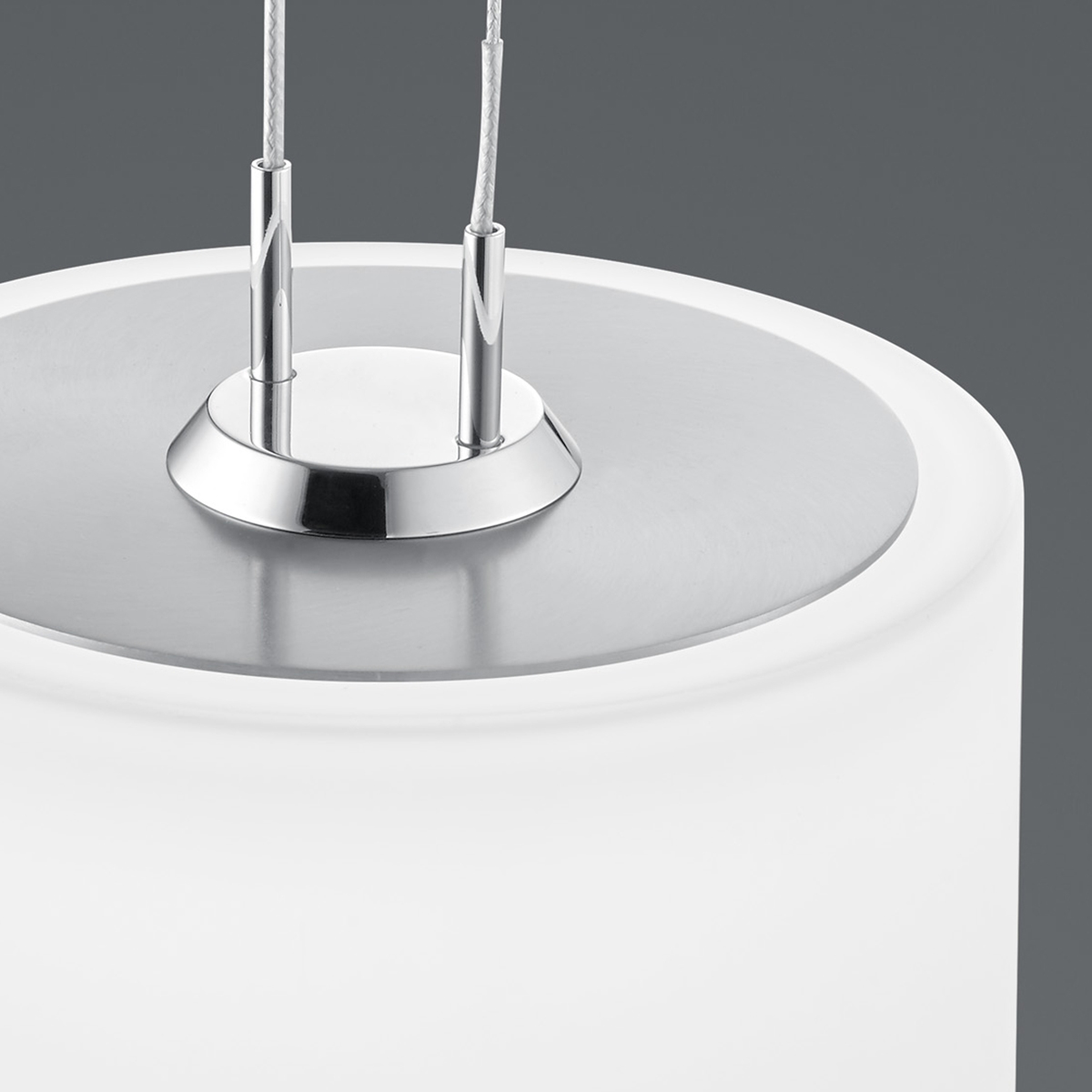 Bankamp Grazia LED Pendelleuchte, 3-flg., mit Rondell, Nickel matt / Chrom, Leuchtenschirm