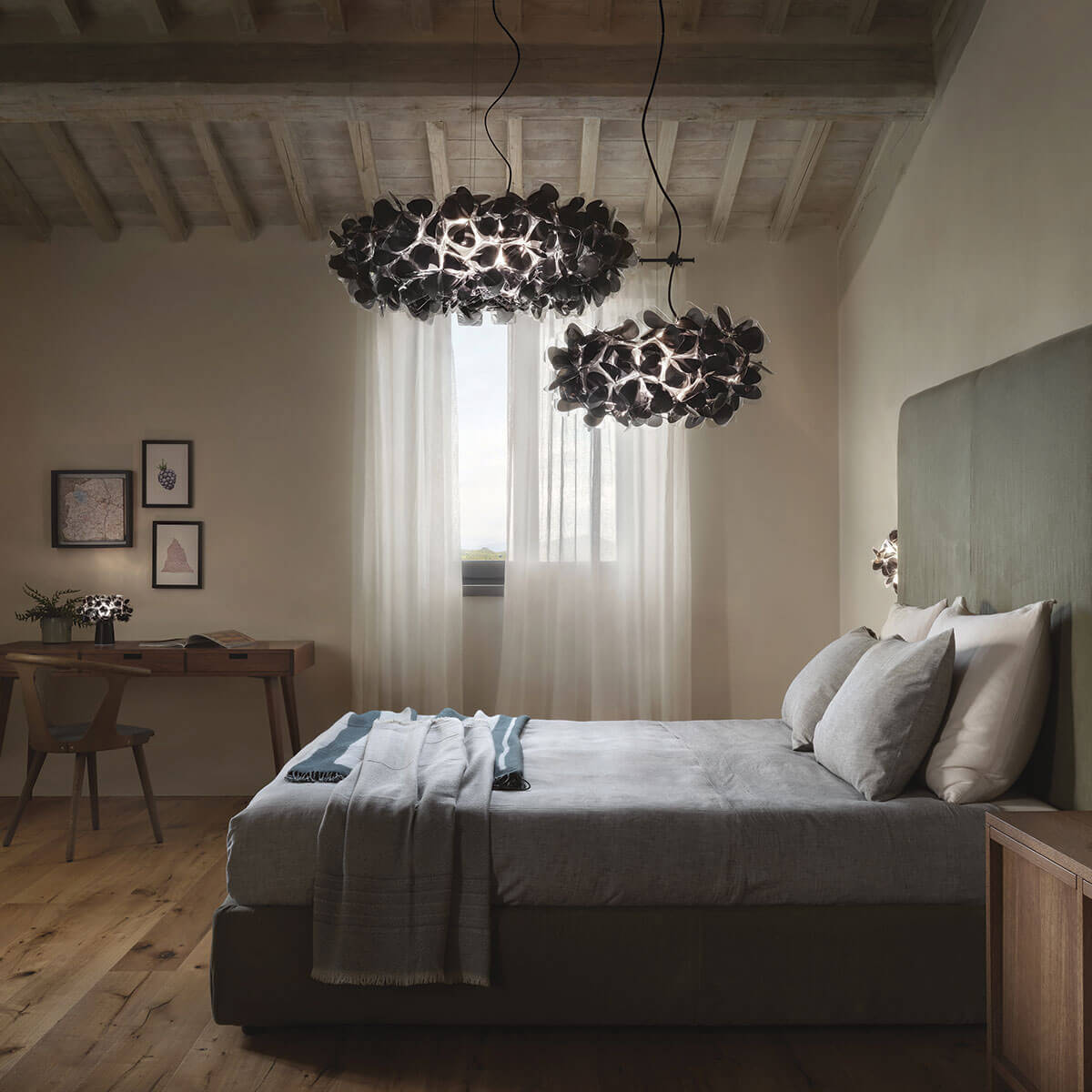 Slamp Clizia Mama non Mama Suspension Large und Clizia Mama non Mama Suspension, schwarz, Kabel: schwarz