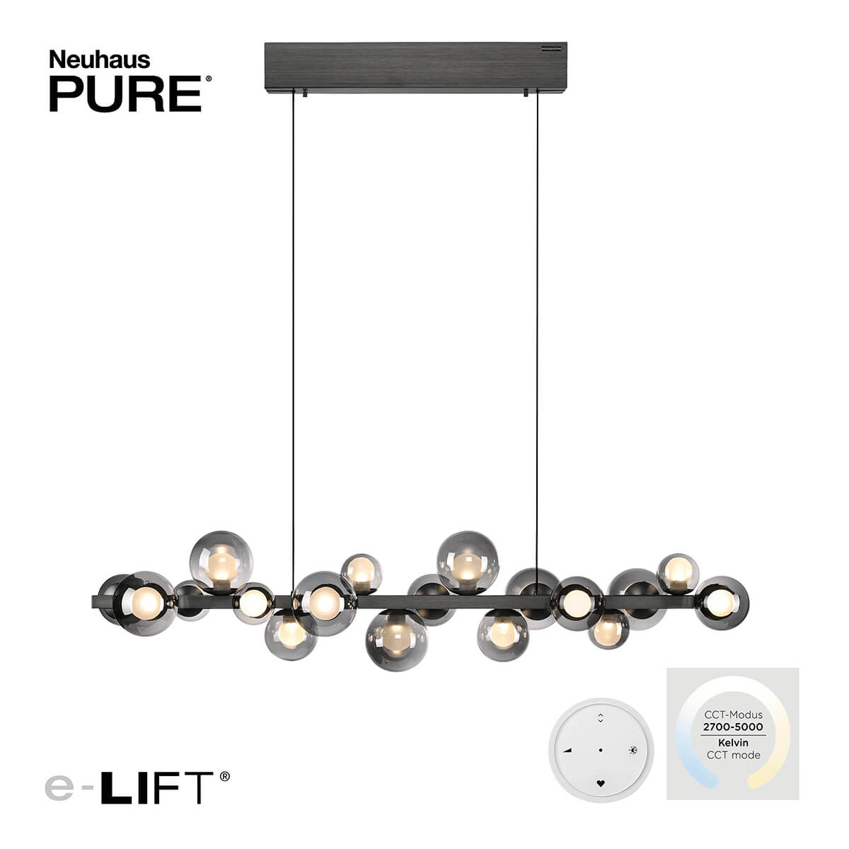 Neuhaus PURE E-Popup LED Pendelleuchte, grau