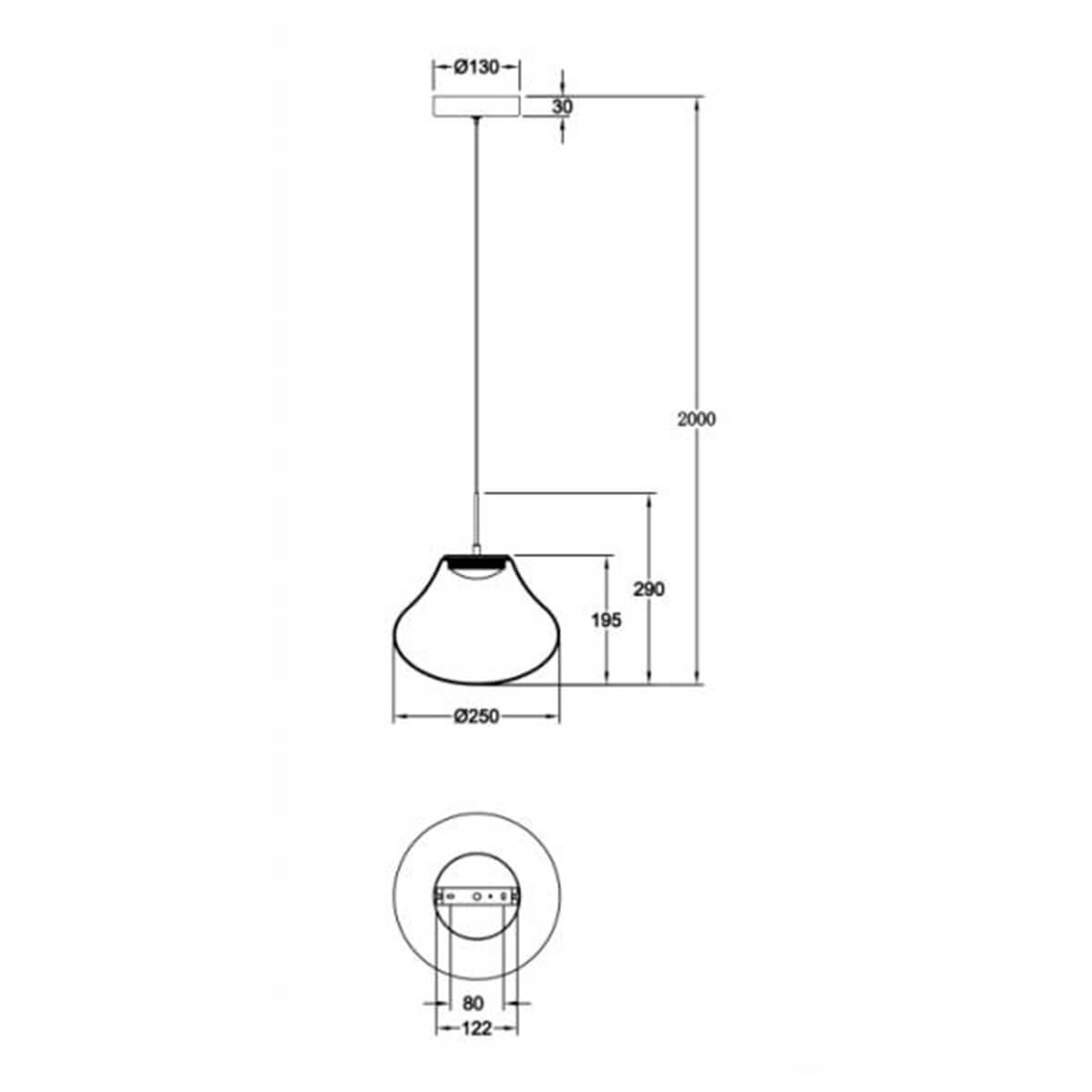 Fabas Luce Deva LED Pendelleuchte, 1-flg., Maßzeichnung