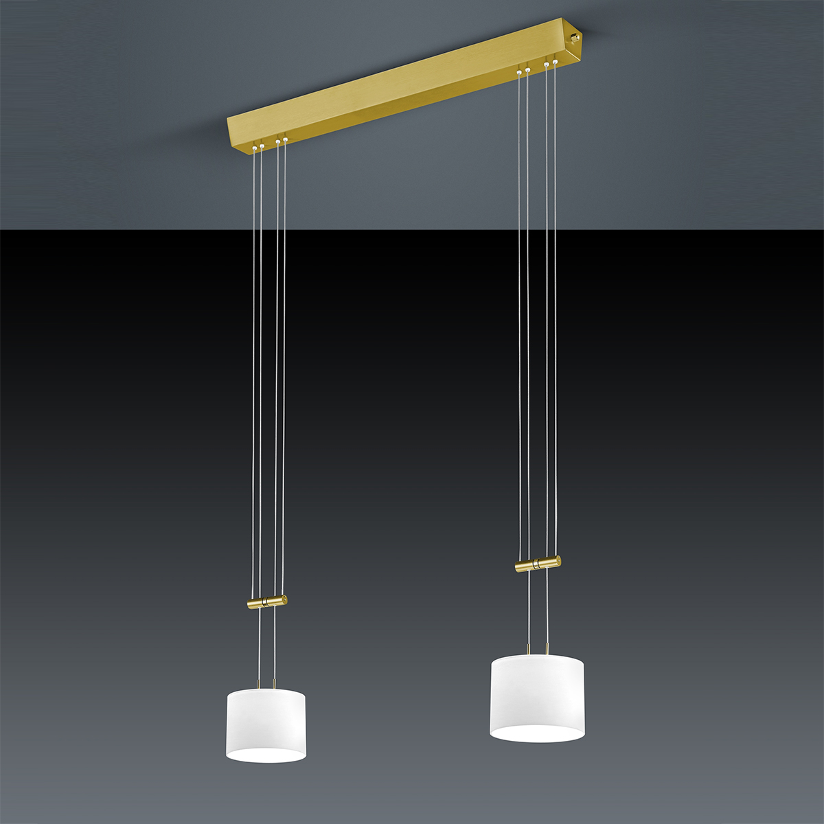 Bankamp Grazia LED Pendelleuchte, 2-flg., Messing matt / blank