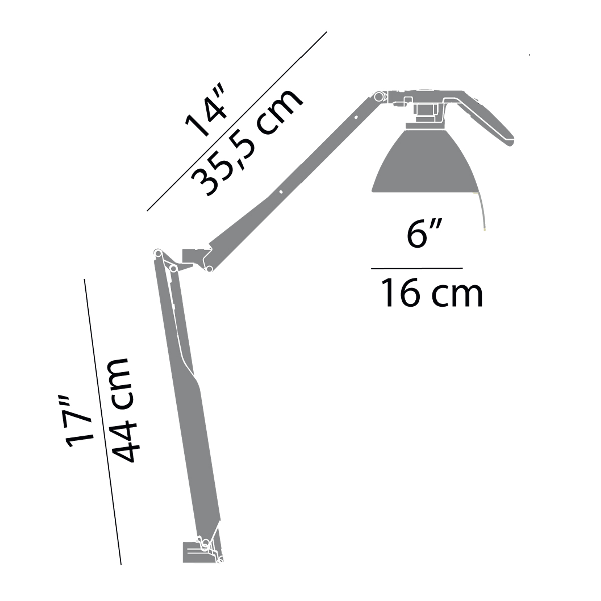 Luceplan Fortebraccio Parete mit Schalter, Leuchtenkörper