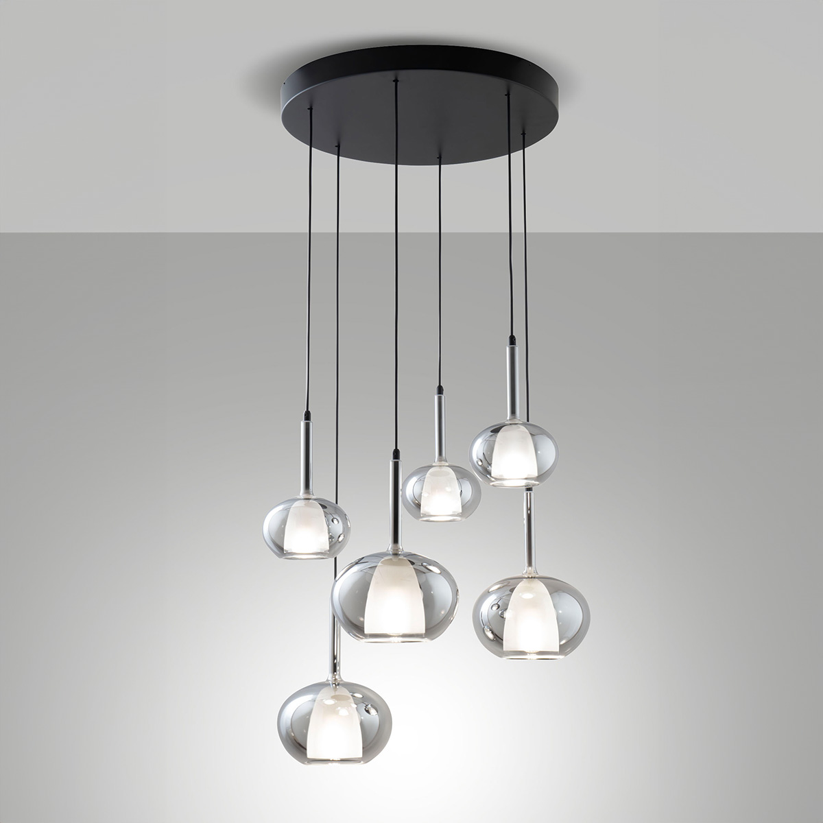 6-flg.,Glas: grau transparent