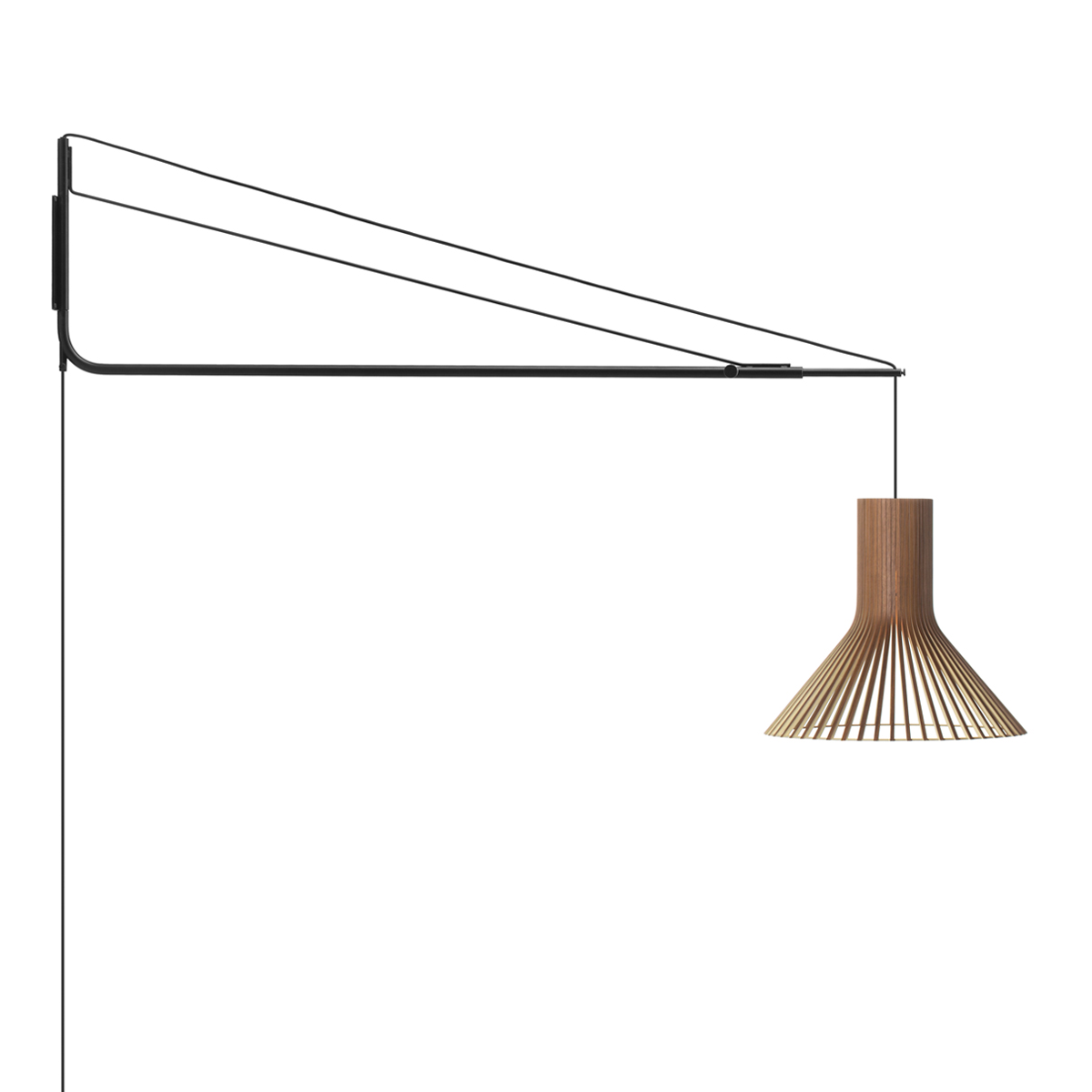 Secto Design Varsi 1000 Wandleuchte mit Puncto 4203, schwarz, Schirm: Walnussfurnier