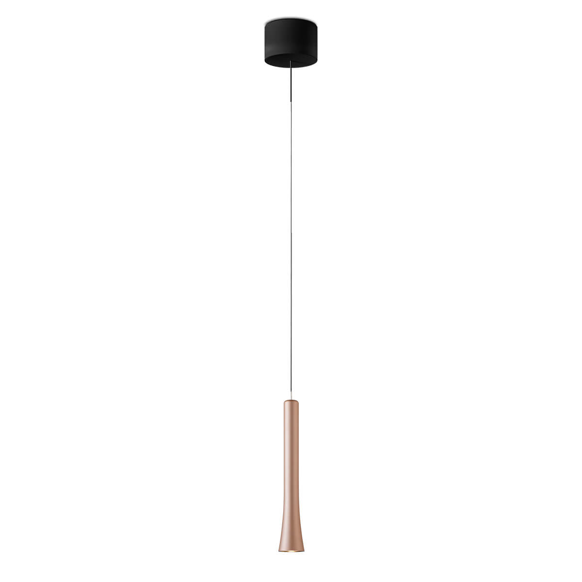 Oligo Rio LED Pendelleuchte, unsichtbare Höhenverstellung, Satin copper, Baldachin: schwarz matt