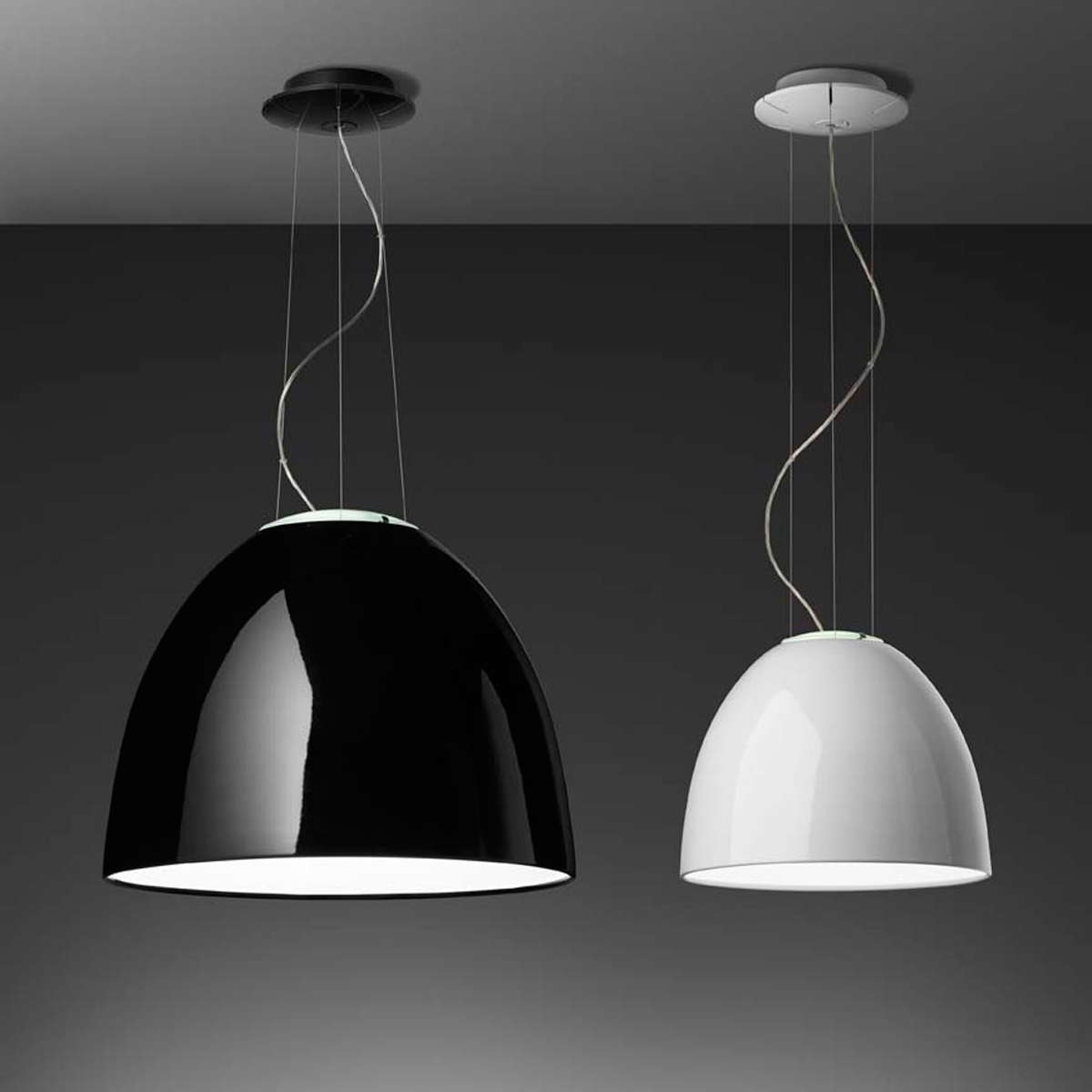 Artemide Design Nur Gloss Sospensione, weiß glänzend und schwarz glänzend