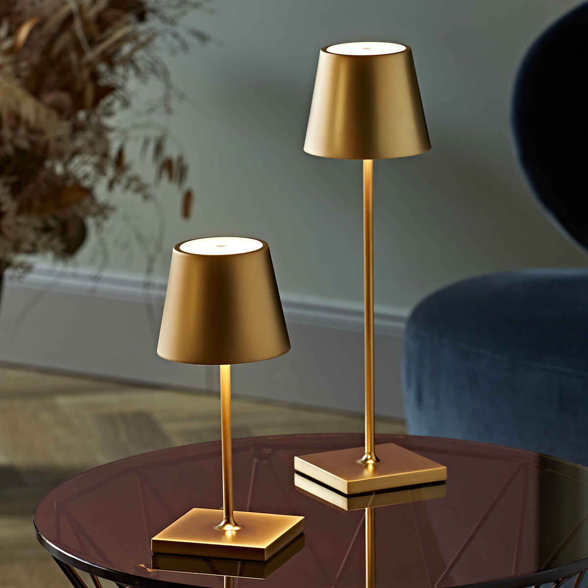 Sigor Nuindie mini LED Akkuleuchte, Flex-Mood, und Nuindie LED Akkuleuchte, Flex-Mood, Gold eloxiert