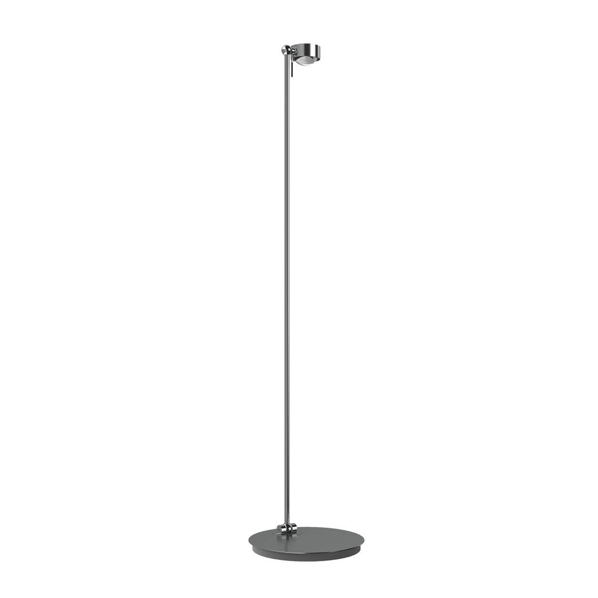 Top Light Puk Mini Floor Mini Single Stehleuchte, Gehäuse, Chrom matt, mit Linse klar / Glas satiniert (nicht inbegriffen)