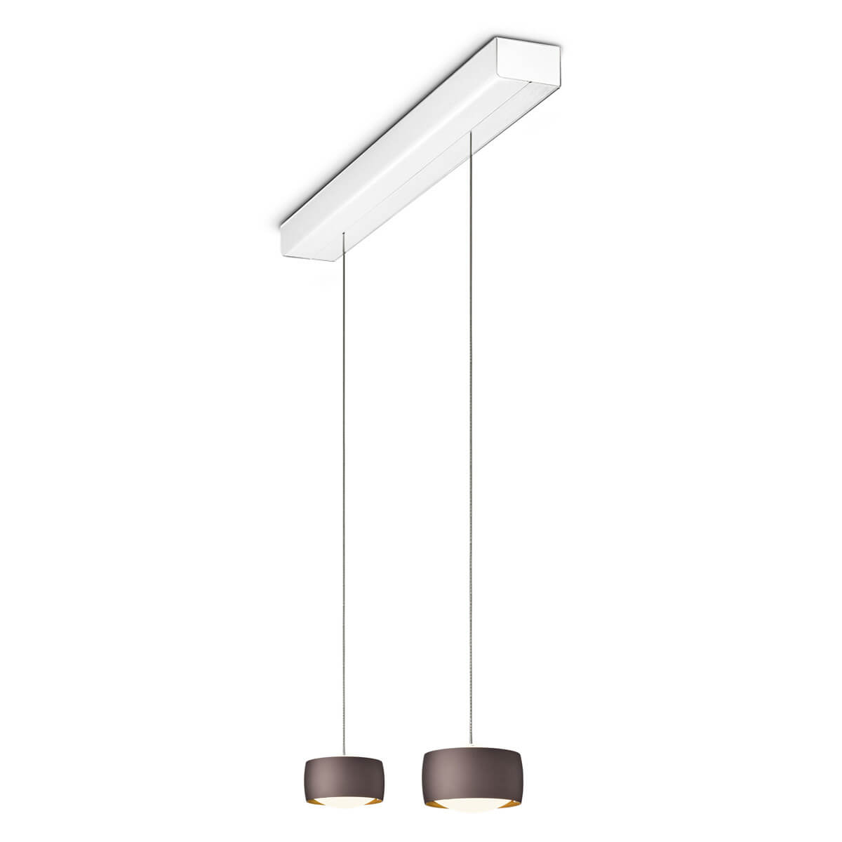 Oligo Grace LED Pendelleuchte, 2-flg., TW, unsichtbare Höhenverstellung, Baldachin: weiß matt, Brazilian brown