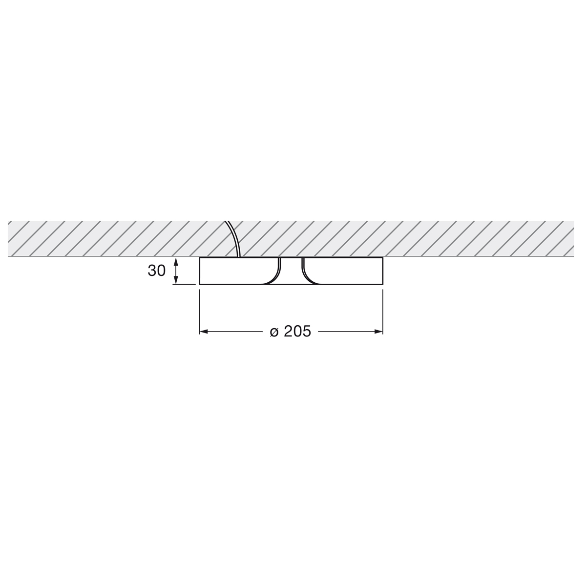 Occhio Mito soffitto 20 up "air" narrow LED Deckenleuchte, Maßzeichnung