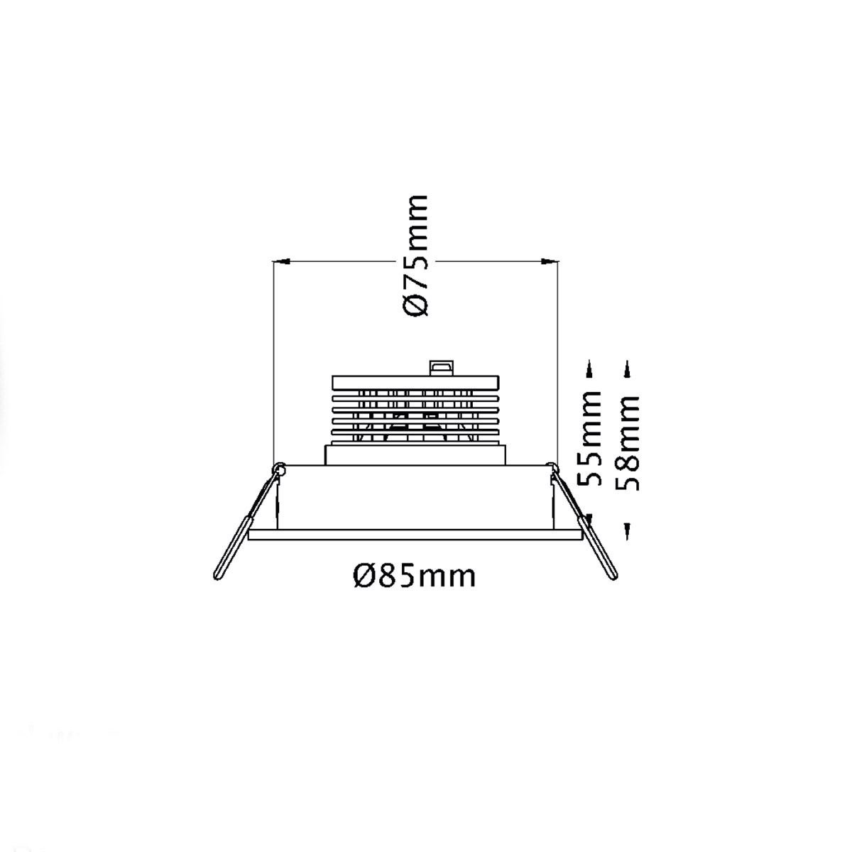 Mobilux MOBiDIM COB Style IP65 R LED Einbaustrahler, Dim-to-Warm, Maßzeichnung