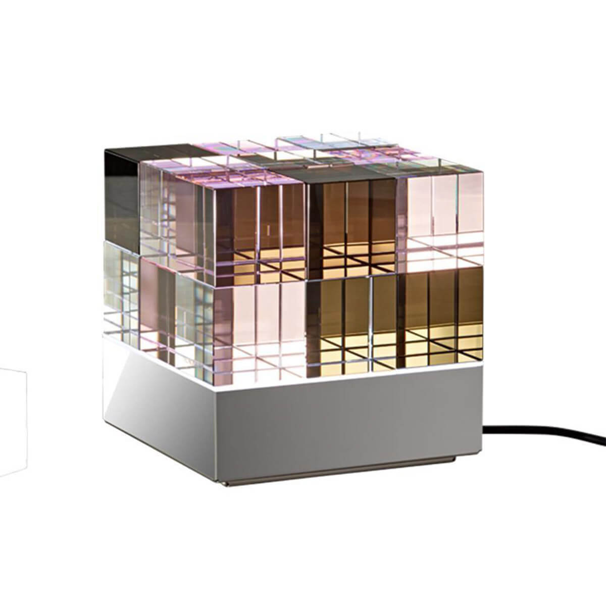 Tecnolumen Cubelight LED Tischleuchte, Echtglas rosa