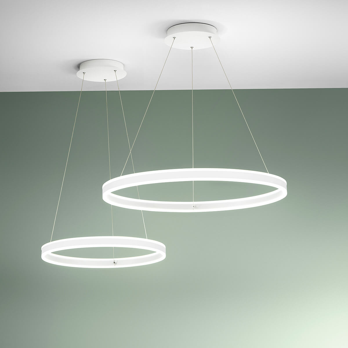 Fabas Luce Palau LED Pendelleuchte, Ø: 60 und Ø: 80 cm, weiß