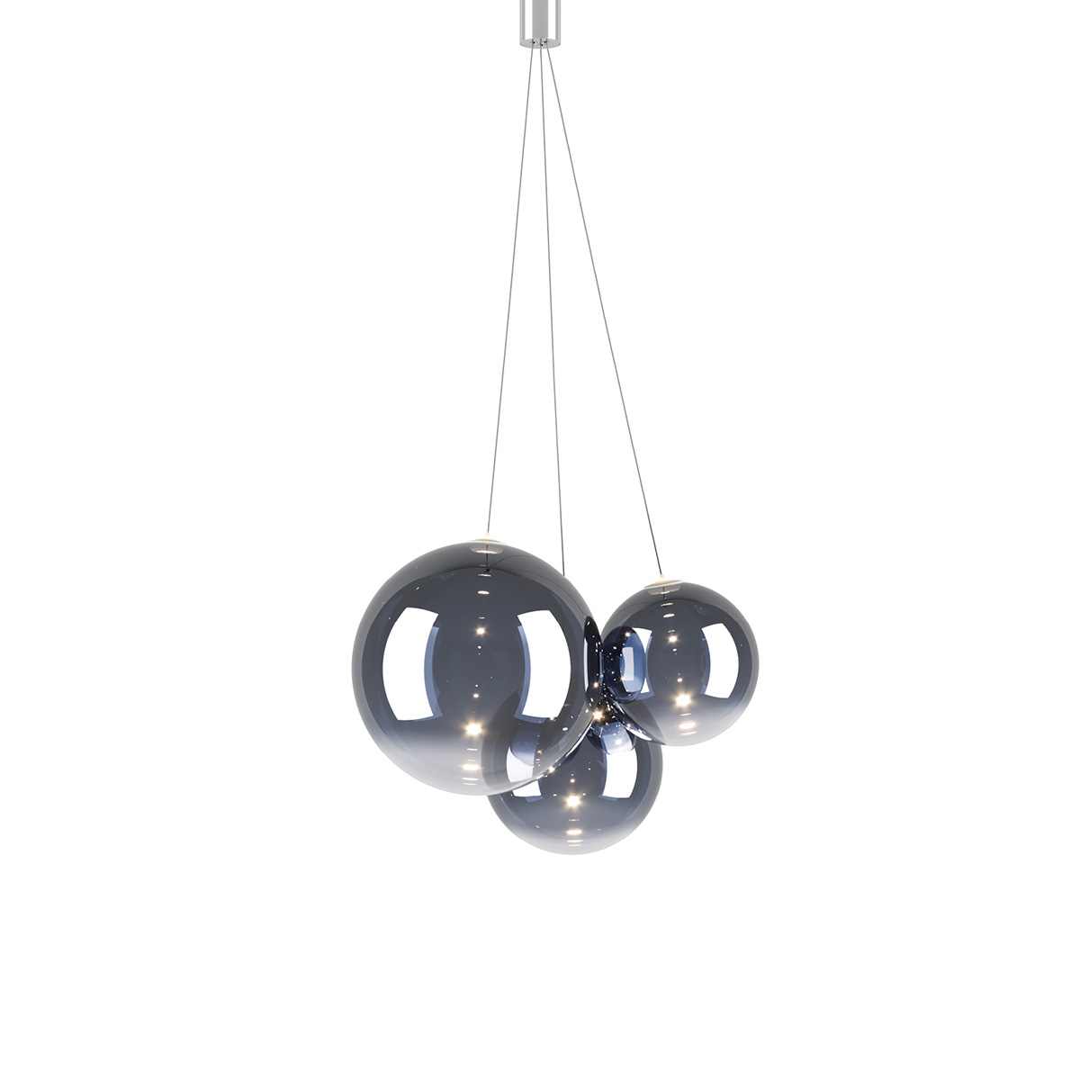 Lodes Random LED Pendelleuchte, 3-flg., Rauchglas