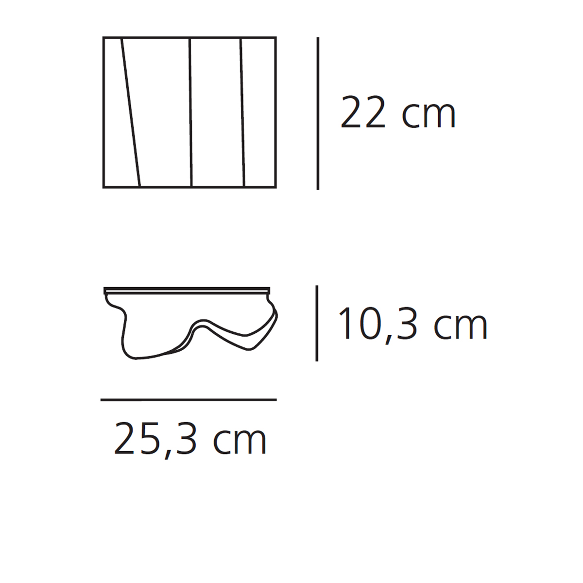 Artemide Logico Mini Parete, Maßzeichnung