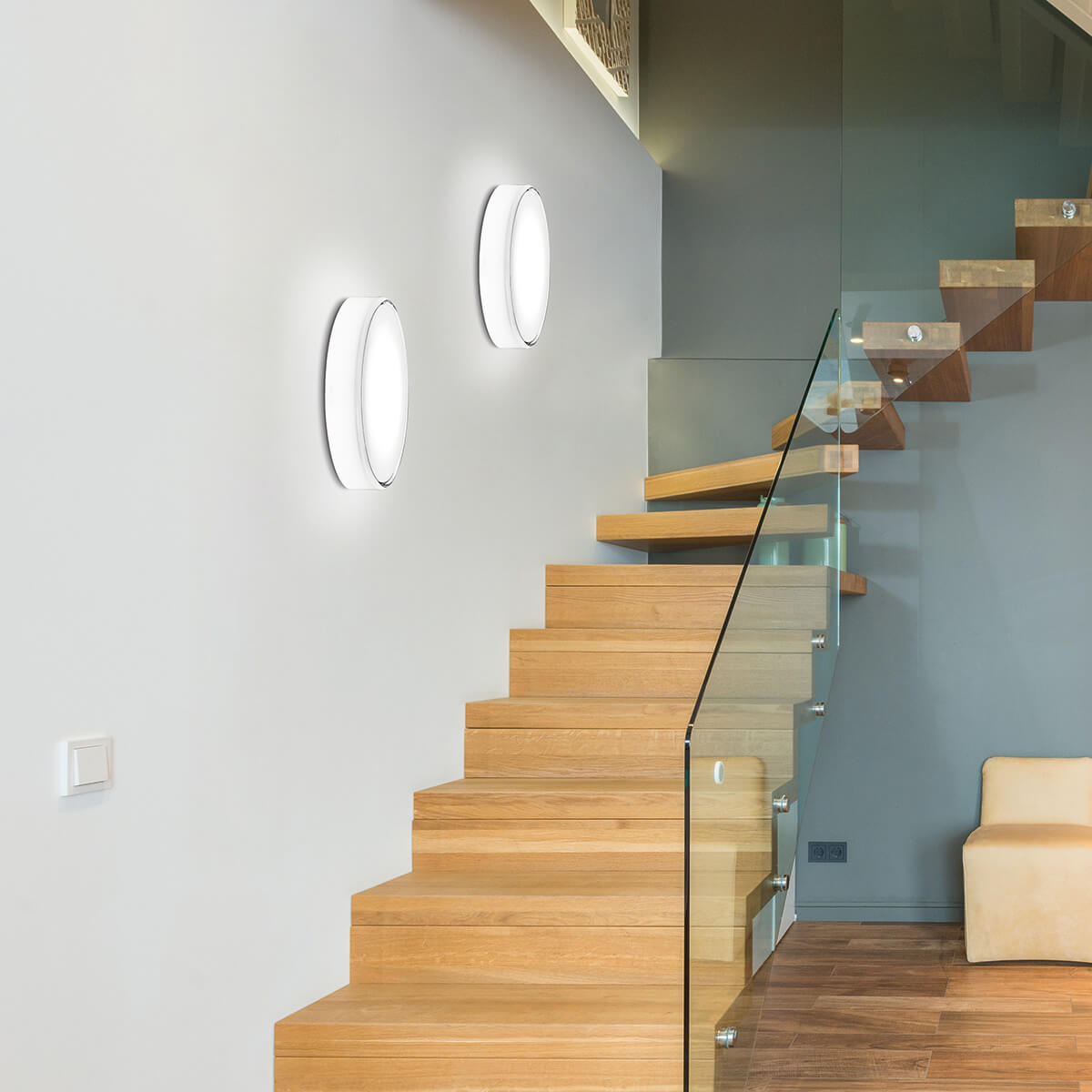 Peill+Putzler Magma LED Wand- / Deckenleuchte, Ø: 26 cm, Glas klar / weiß