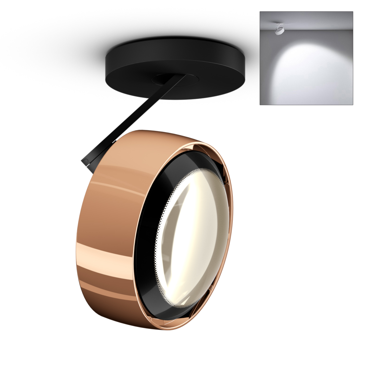 Occhio Più alto 3d Volt S80 Deckenstrahler, 3000 K, Roségold / mattschwarz