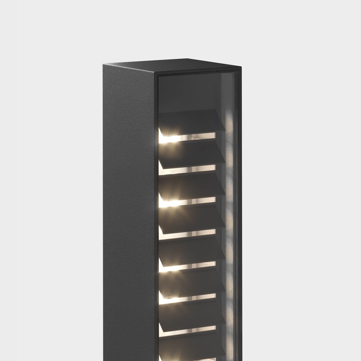 IP44.DE Lin LED Pollerleuchte, deep black (schwarz), Detail der Lamellen