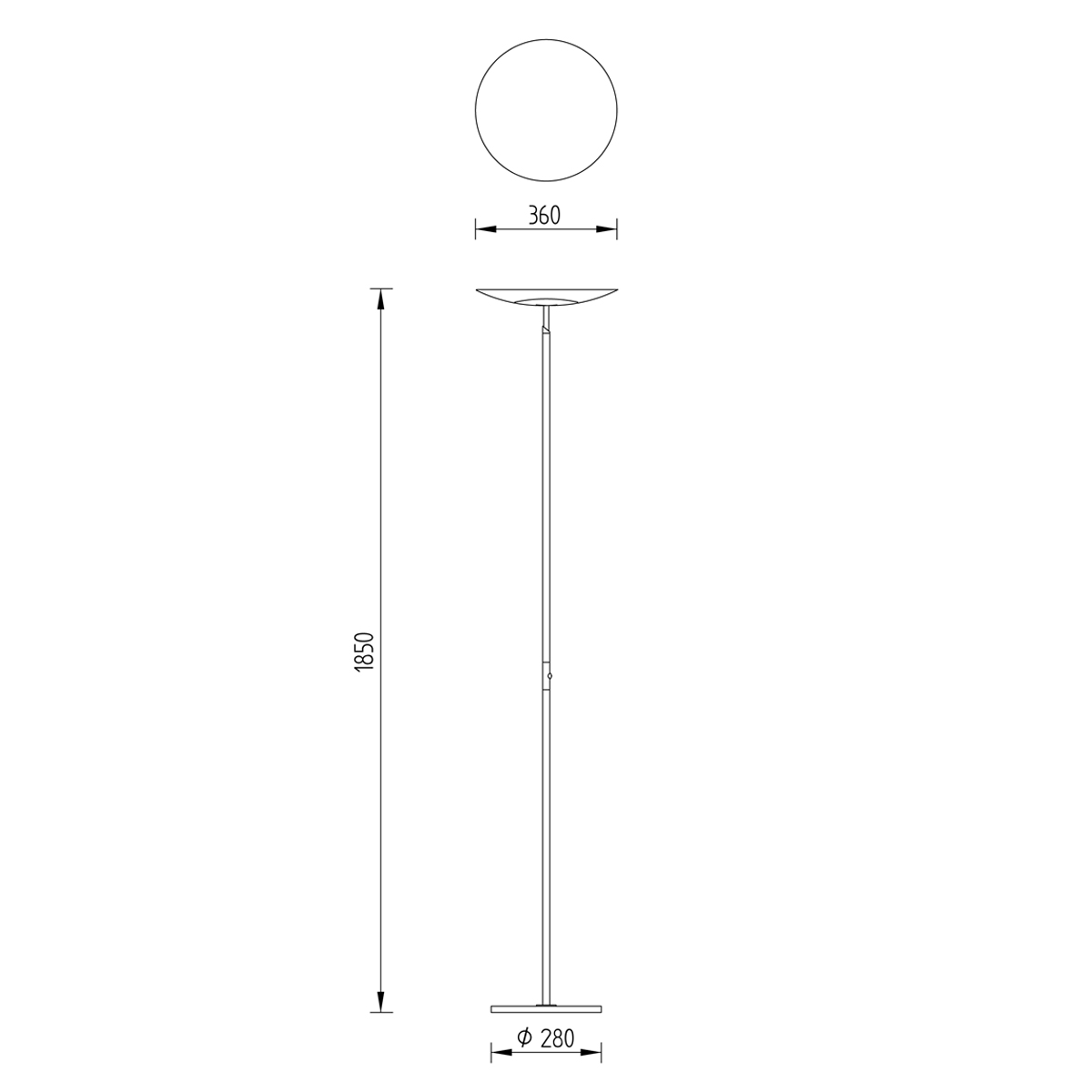 Knapstein Elsa LED Deckenfluter, Maßzeichnung