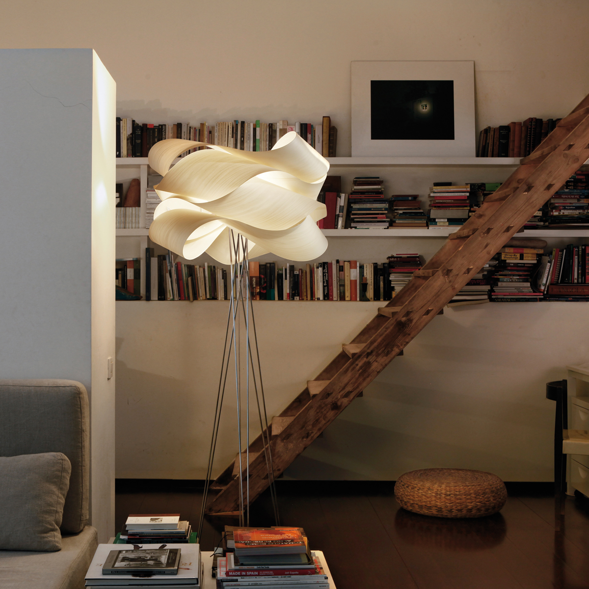 LZF Lamps Link Stehleuchte, Schirm: elfenbeinweiß