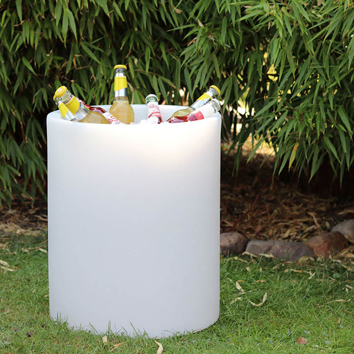8 seasons design Shining Drum LED Solardekoleuchte, weiß, als Getränkekühler nutzbar