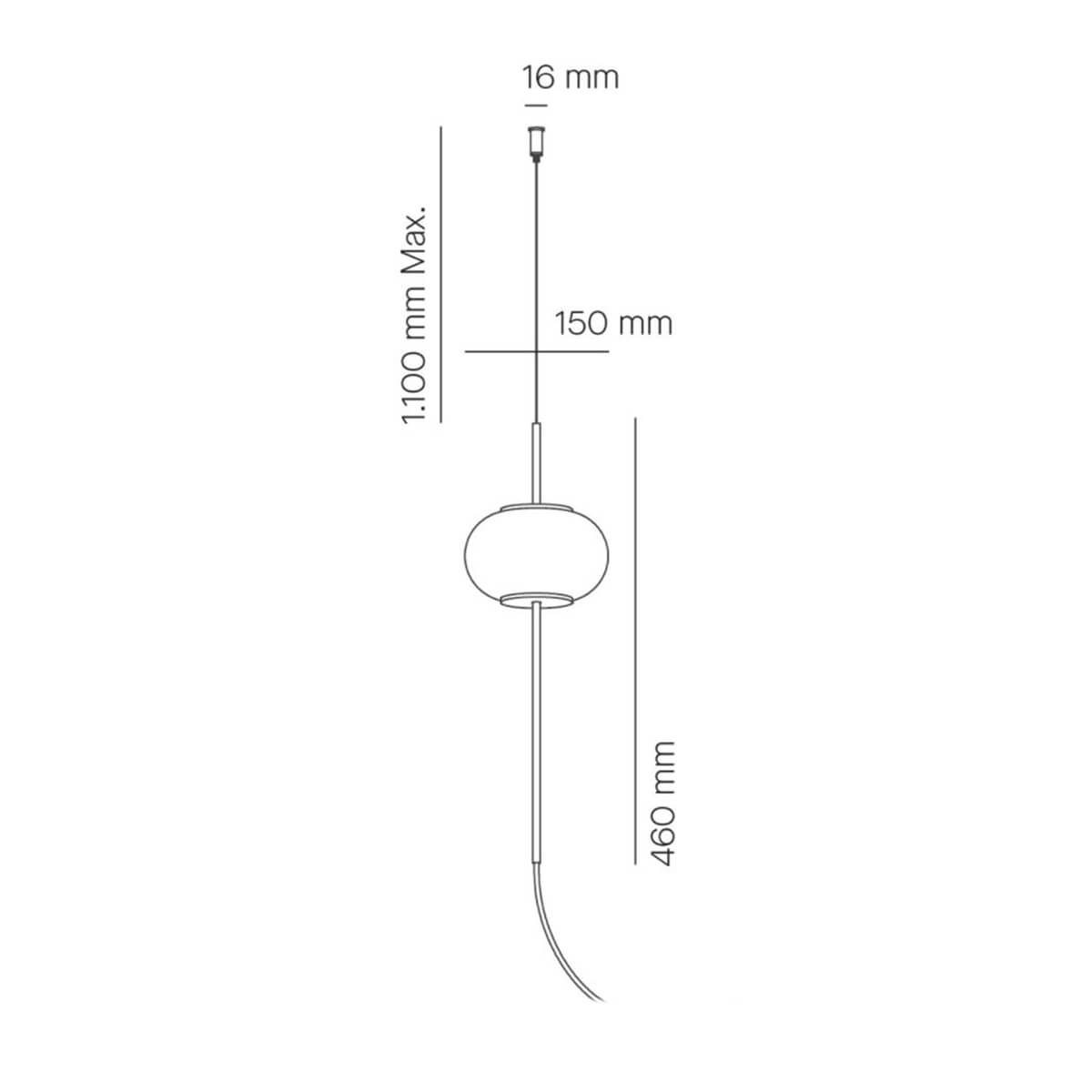 Milan Astros Steh- / Pendelleuchte, Maßzeichnung