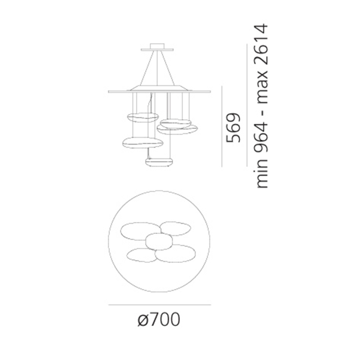 Artemide Mercury Mini LED Sospensione, Maßzeichnung