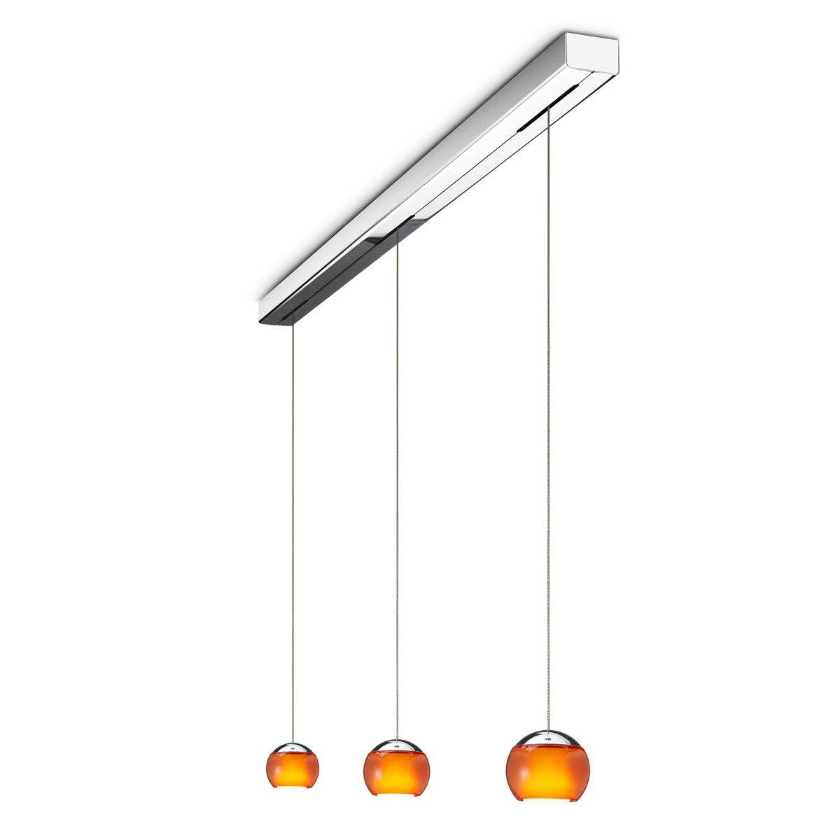 Oligo Balino LED Pendelleuchte, 3-flg., Chrom / orange glänzend