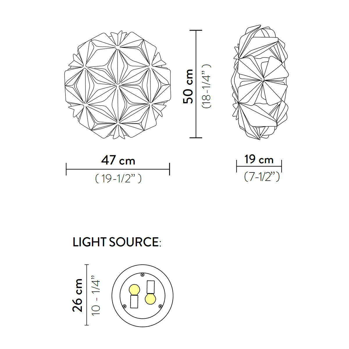 Slamp La Vie Ceiling / Wall Medium, Maßzeichnung