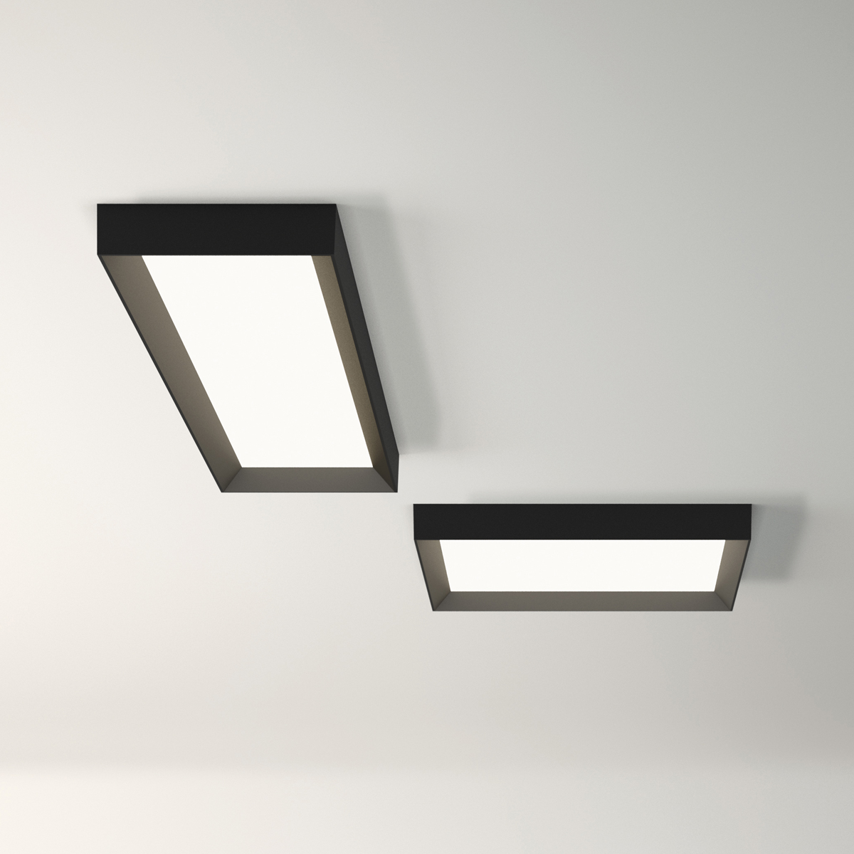 Vibia Up 4452 Deckenleuchte, graphitgrau matt, und Vibia Up 4454 Deckenleuchte, graphitgrau matt