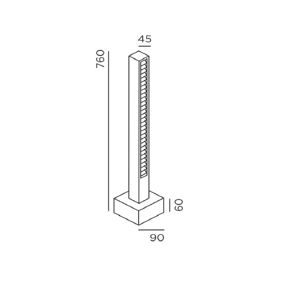 IP44.DE Lin LED Pollerleuchte, Höhe: 76 cm, Maßzeichnung