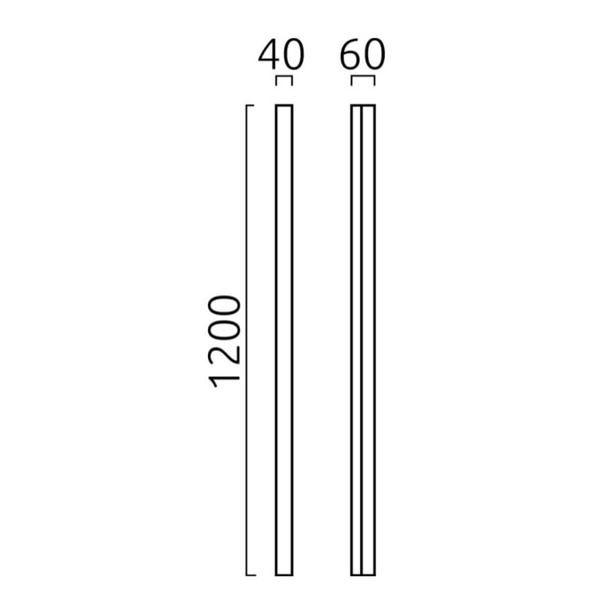 Helestra Lado LED Wand- / Spiegelleuchte, Länge: 120 cm, Chrom, Maßzeichnung