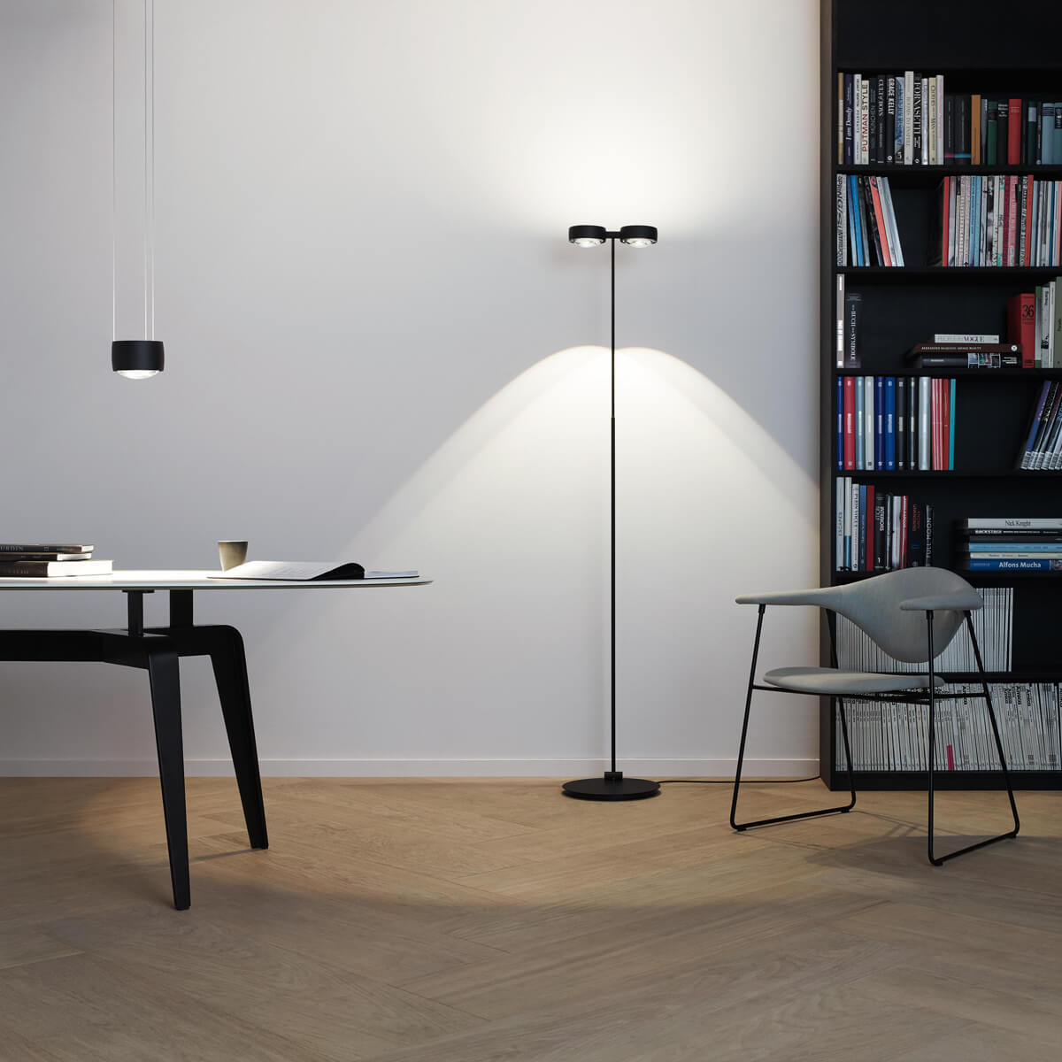 Occhio Sento E terra "air" LED Stehleuchte, schwarz matt