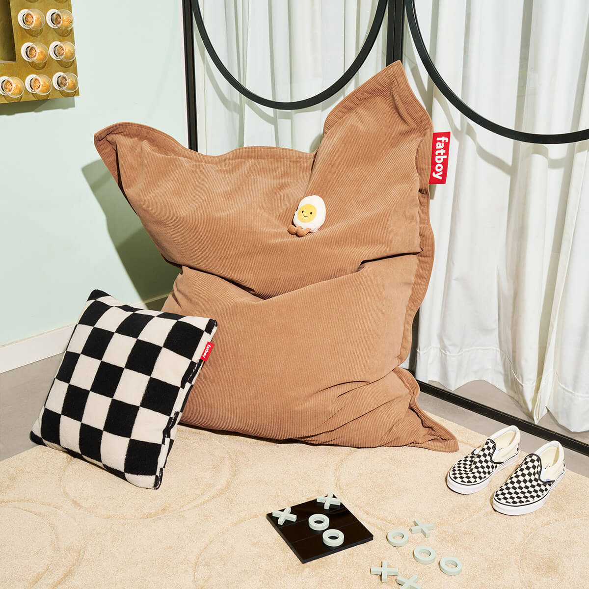 Fatboy Square Pillow Teddy Chess Kissen, schwarz-ecru