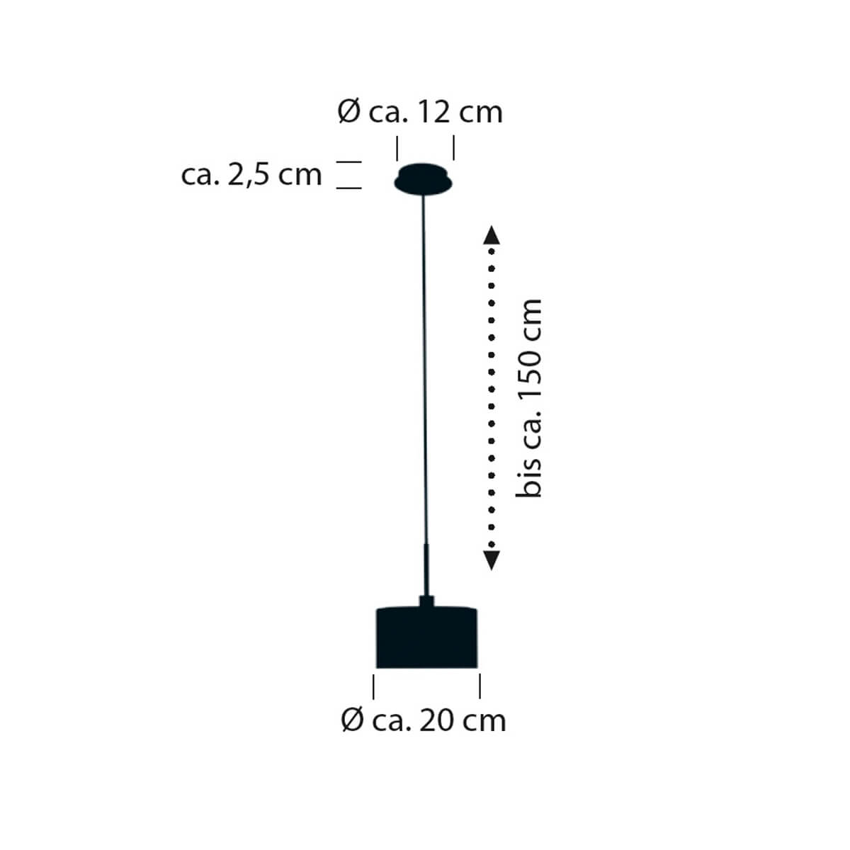 Bankamp Karl 75 Pendelleuchte, 1-flg., Maßzeichnung